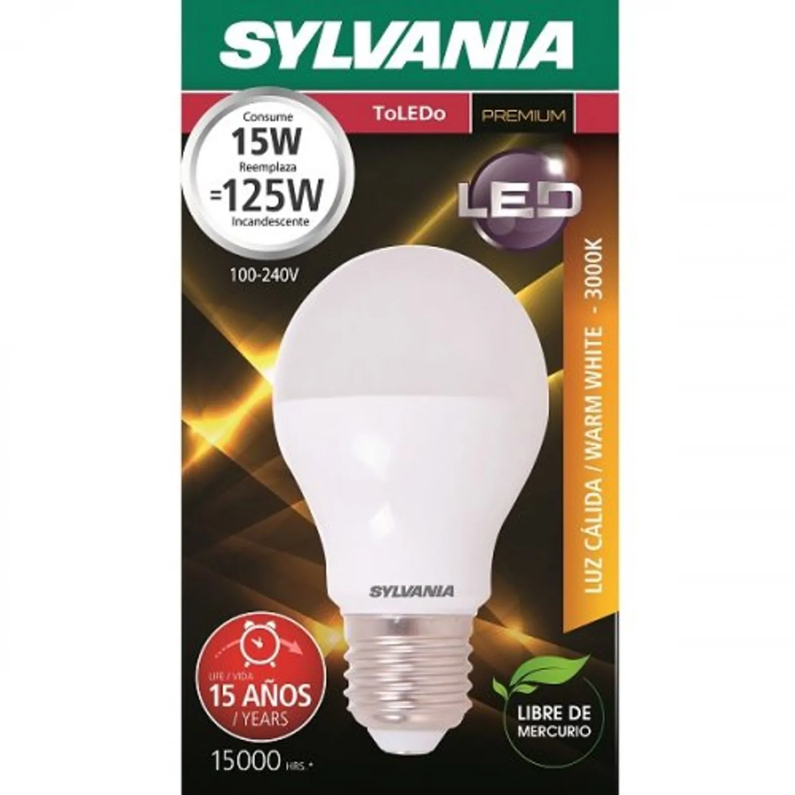 Bombillo Led 15W 1250 Lúmenes Luz Cálida E27 Sylvania