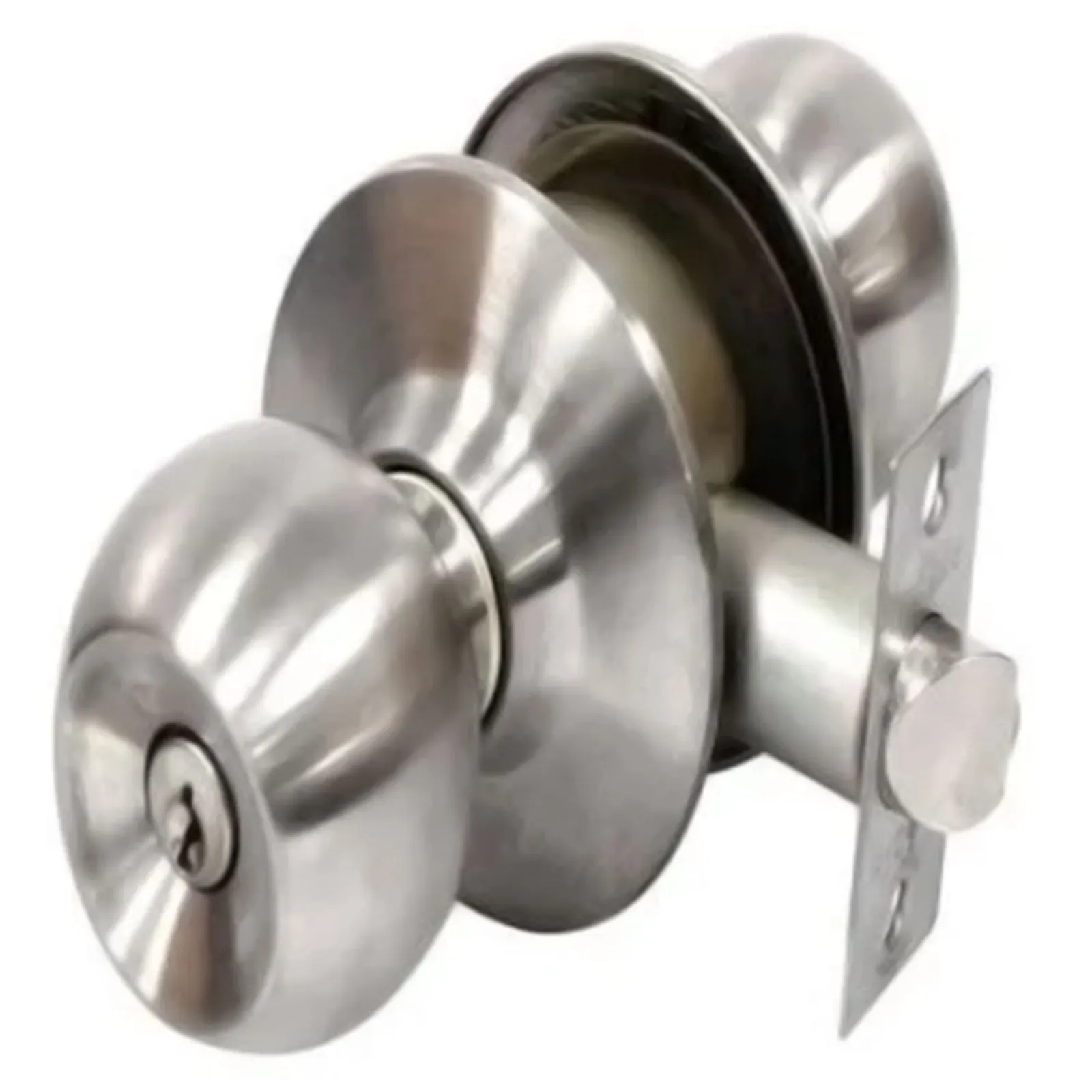 Cerradura 587 Cilíndrica Pomo Alcoba Acero Inox 201