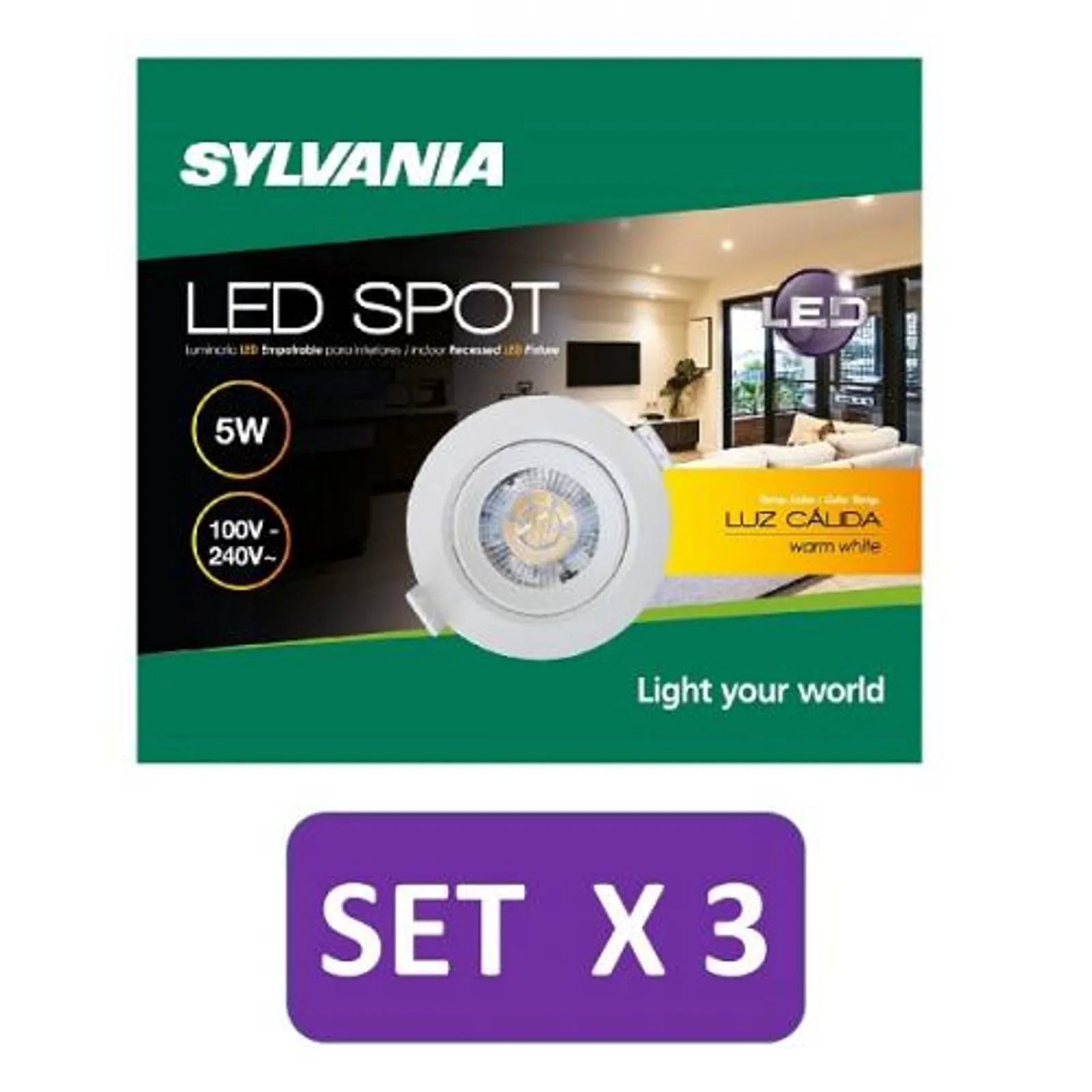 Bala Led Tipo Spot 5W Luz Calida x3 2