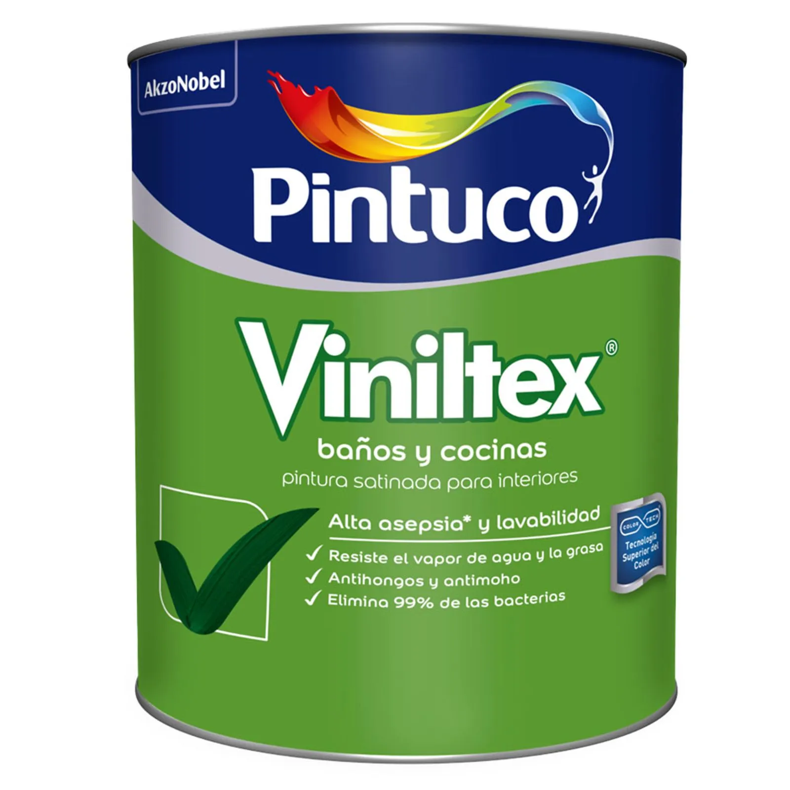 Pintura Baños Cocinas Acrílica Blanco Satinado x1/4gal