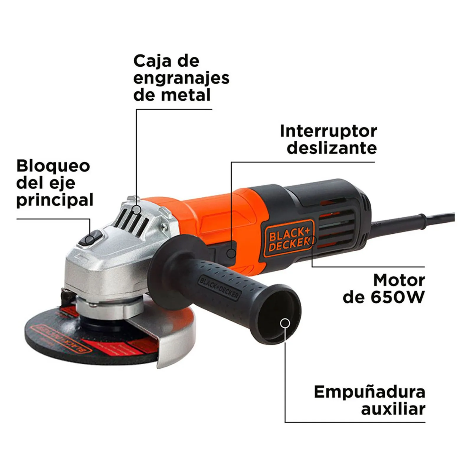 Pulidora 4 1/2" 650W G650-B3 Black+Decker 4