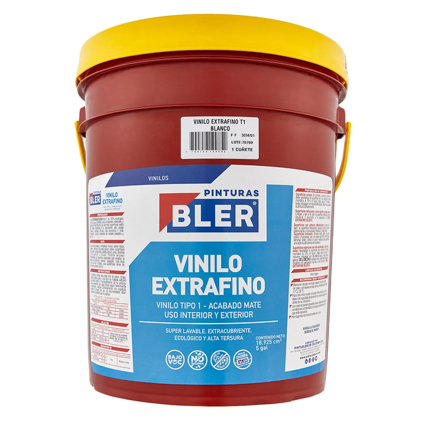 Vinilo Extrafino T1 Blanco 5 Gal