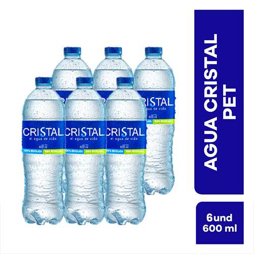 AGUA CRISTAL PET 600ML x 6 UND